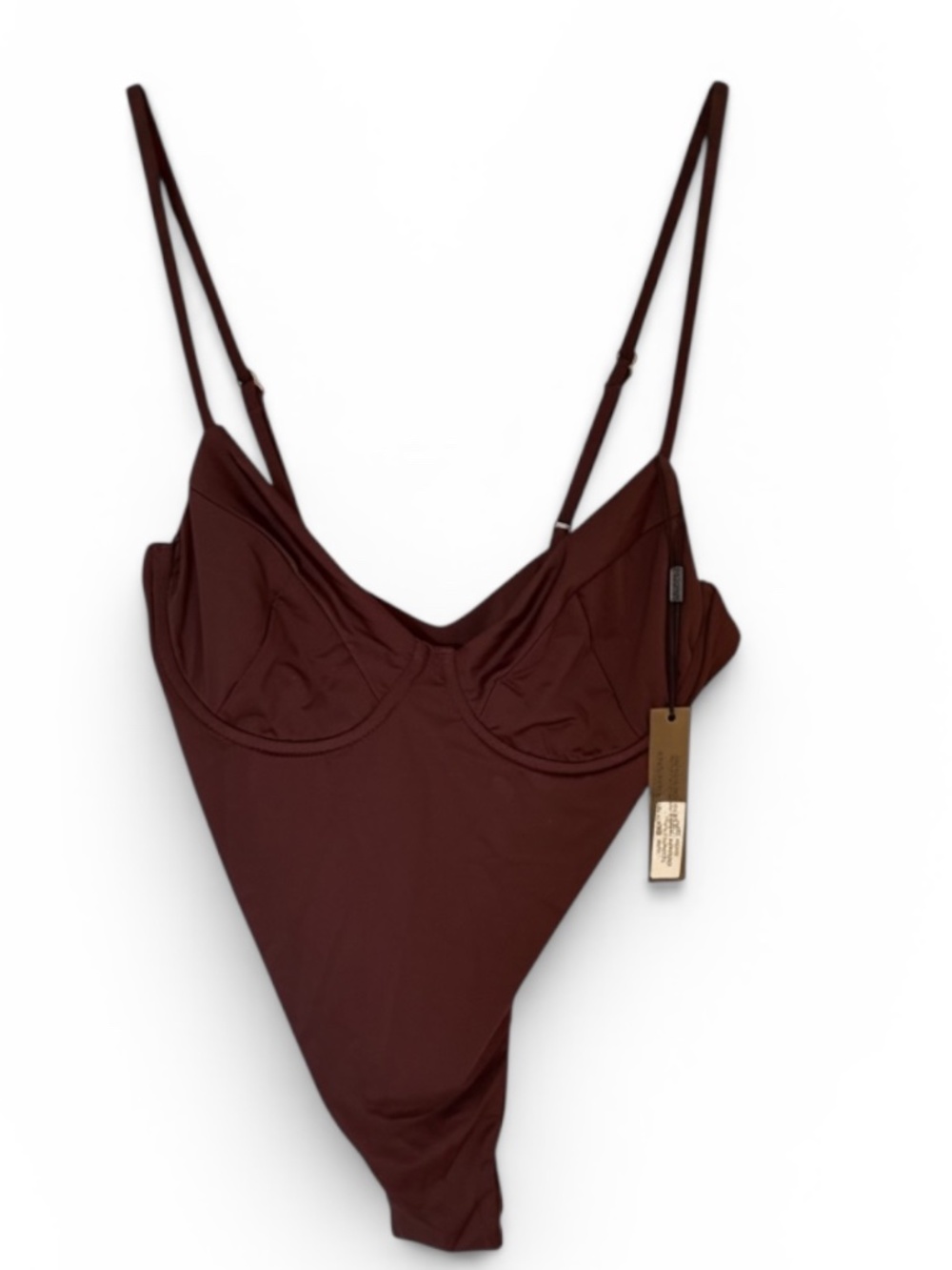 NWT Myra Swim Payne Bodysuit/One-Piece Swimsuit | Chocolate Brown | Small